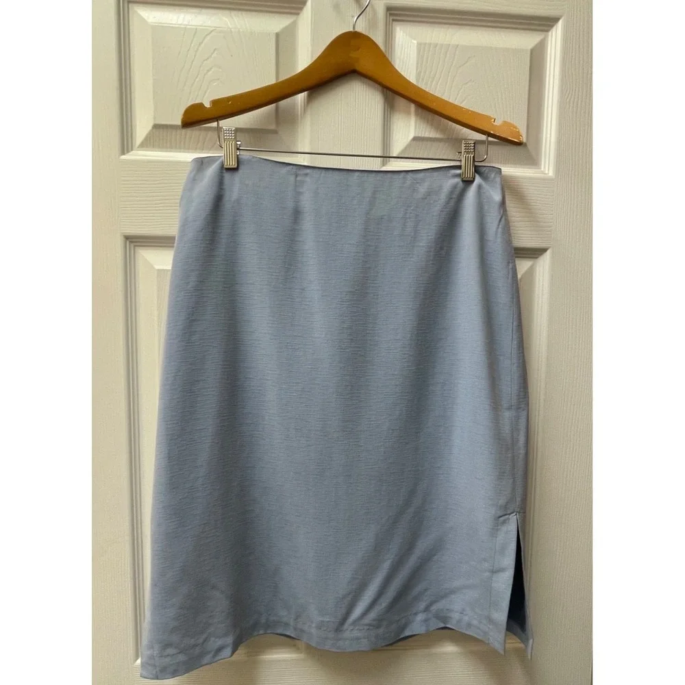 Vintage Tommy Bahama Women's 14 Textured Silk Light Blue Knee‎ Length Skirt